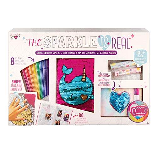 Fashion Angels - 77397 - Coffret Cadeau pour Filles/Magazine à Paillettes Magiques - Trousse à Crayons, marqueurs, stylos Gel et Autocollants