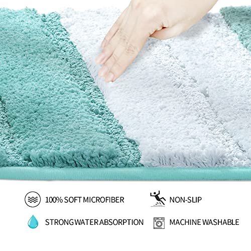 SiliPacks Bathroom Rugs 20"x32" Non-Slip Microfiber Carpet, Machine Washable Quick Dry Bath Mats for Bathroom, Bedroom and Kithchen -Turquoise - Image 3