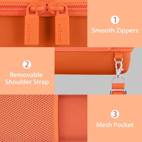 Image of co2CREA Hard Travel Case for Bose SoundLink Flex 2 /1 Speaker, Orange | Carabiner Attachment, Comfortable Handle, Detachable Shoulder Strap, Accessory Organization, Secure Protective Storage