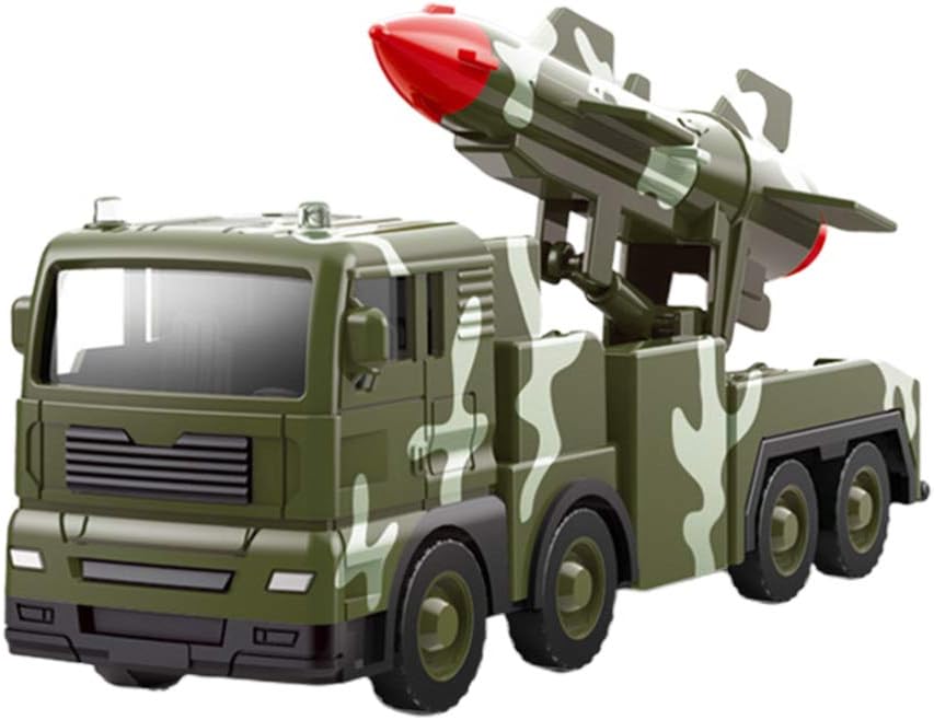 TOYANDONA 1Pcs Simulación Vehículo Militar Juguetes Camuflaje Simulación Vehículo Misil Toyinertia Vehículo Modelo Juguetes para Niña Niño Niños Armygreen C (Vehículo de Misiles Antiguerra)