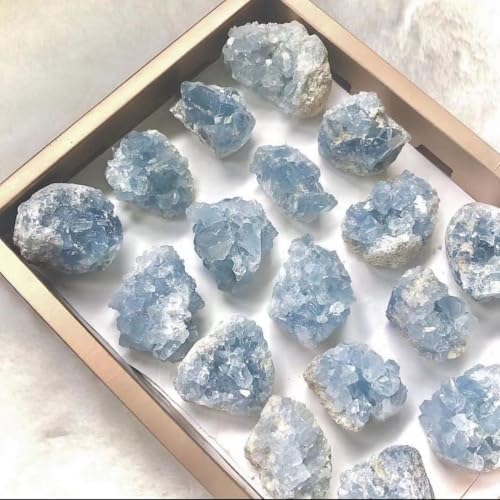 Cristal de célestite brut de 200g-300g en géode naturelle bleu ciel - 7