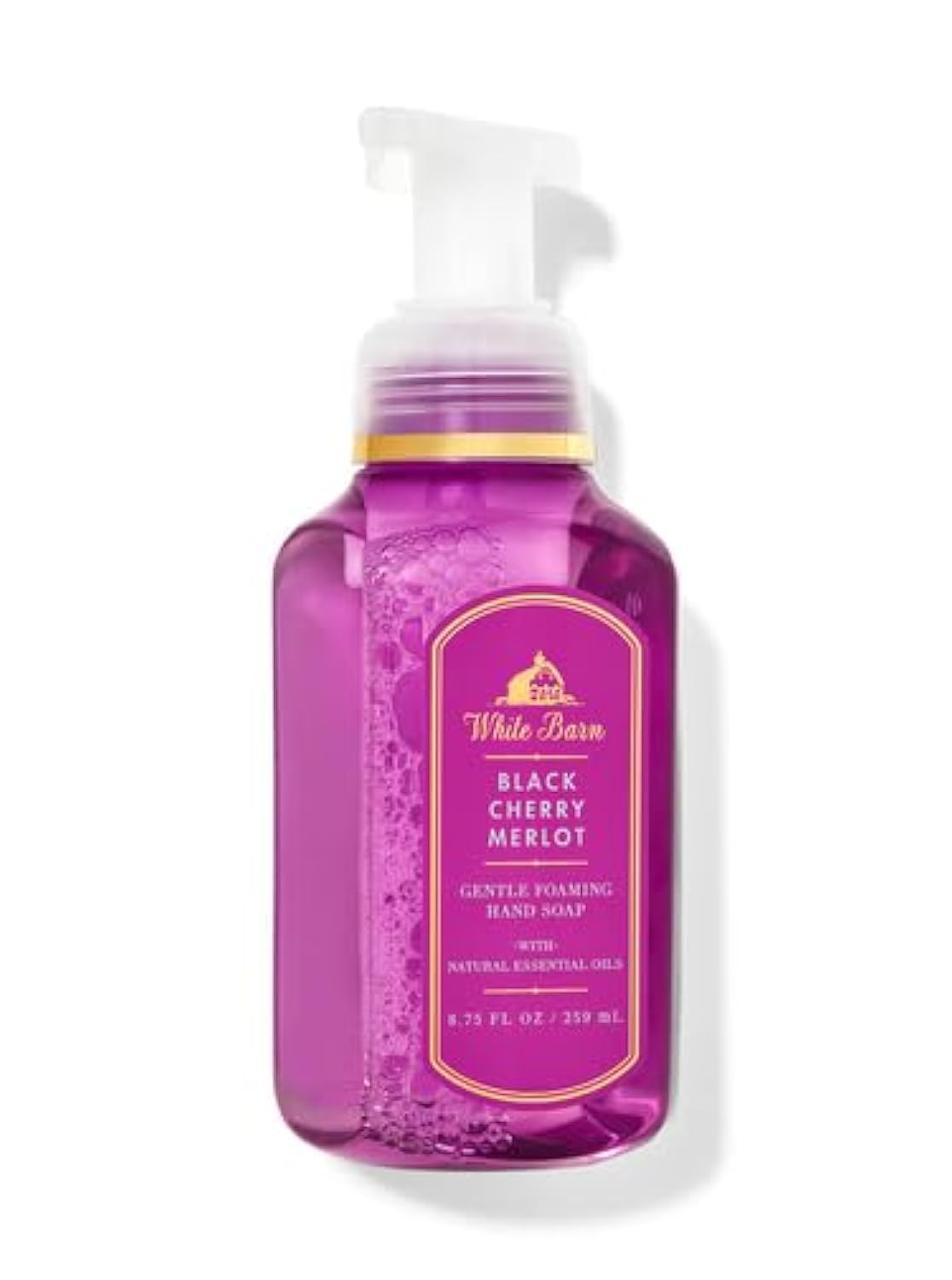Bath & Body Works Cherry Merlot Barn Gentle Foaming Hand Soap with Essential Oil, 259ml, Black White