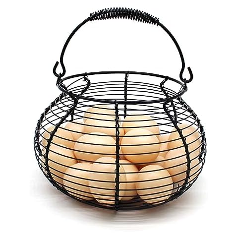 CVHOMEDECO Antique Wire Egg Basket Black Cover