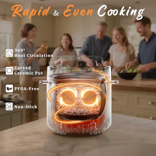 Fullwill Electric Pressure Cooker 6QT Dual Pots, 12 in 1 MultiFunction Cooker with 304 Stainless Steel & Ceramic Pots, Pressure Cook, Soup, Porridge, Yogurt, Meat Stew, Rice, Poultry, Beans and More