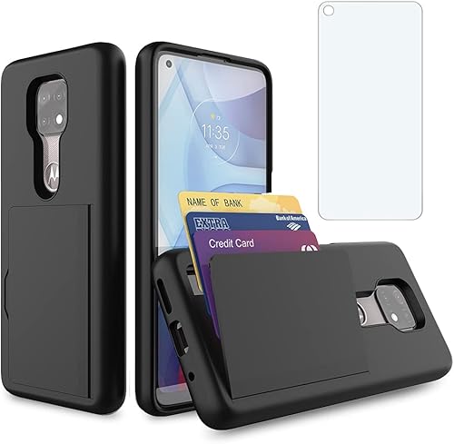 Asuwish Compatible con Moto G Power 2021 y protector de pantalla de vidrio templado, ranura para tarjetero, accesorios para Motorola GPower 21 5G