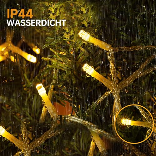 WOWDSGN LED Eisregen Lichterkette Außen, 15M 660LED Eiszapfen mit Timer 8 Modi IP44 wasserdicht Strombetrieben, Lichtervorhang für Weihnachten Dachkante Dachrinne Terrasse Balkon Warmweiß