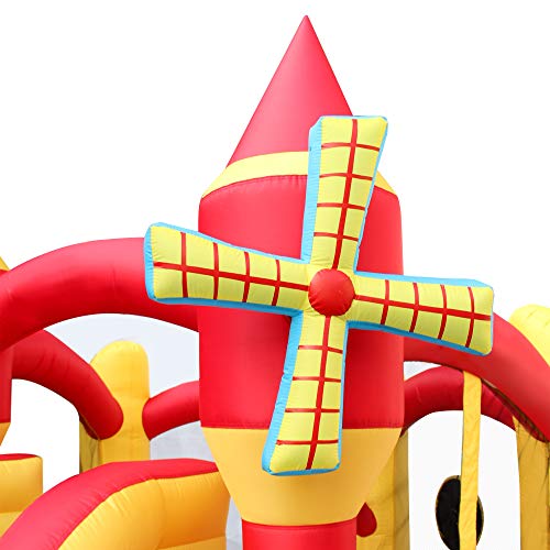 RETRO JUMP Inflatable Windmill Castle Bounce House with Slide Jumper Bouncy Bouncer for Birthday Party Gift