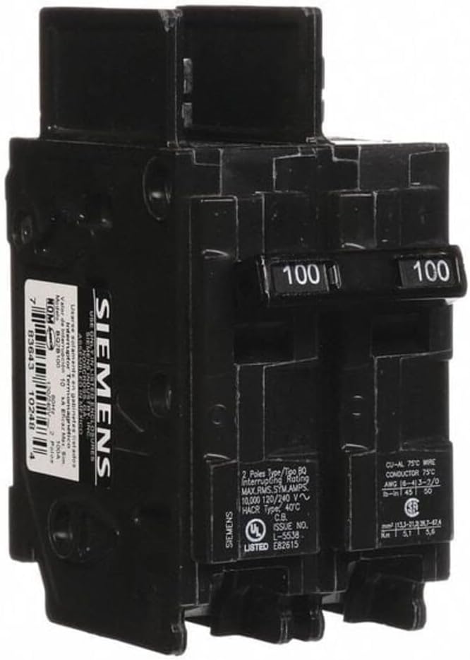 Siemens BQ2B100 100-Amp Double Pole 120/240-Volt 10KAIC Lug In/Lug Out Breaker
