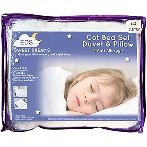 EDS Anti-Allergy Cot Bed Duvet and Pillow Set Cover