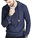 Zaitun Mens Hooded Sweatshirt Long Sleeve Solid Knitted Hoodie Pullover Sweater Navy Blue
