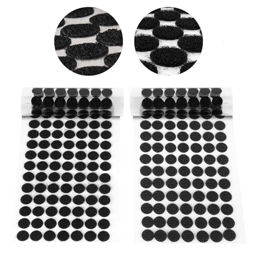 OFFCUP Scratch Autocollant Rond, 504 Paires Pastille Scratch Autocollant Crochets et Boucles, 10mm Noir Double Face Rond Pastille Adhesive Collant Point, pour...