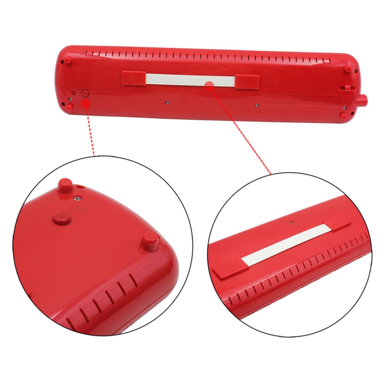 Melodica Strumento Musicale con Custodia 37 Tasti Rosso | Abs, Peso Leggero, senza Batterie, Borsa Integrata per Trasporto e Conservazione