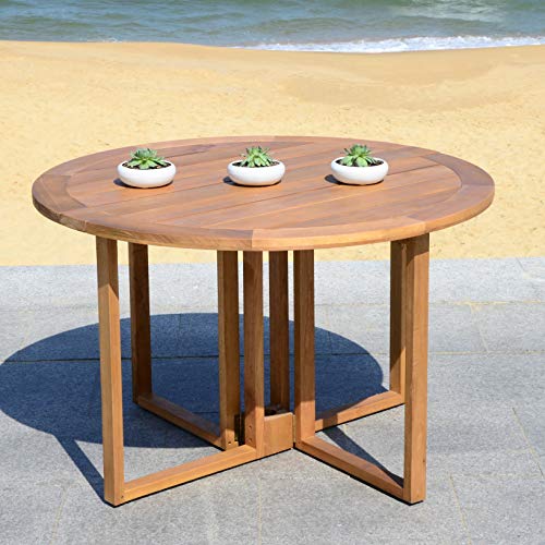 Safavieh PAT7036A Outdoor Collection Wales Teak Round 47.24" Dining Table Safavieh PAT7036A Outdoor Collection Wales Teak Round 47.24" Dining Table