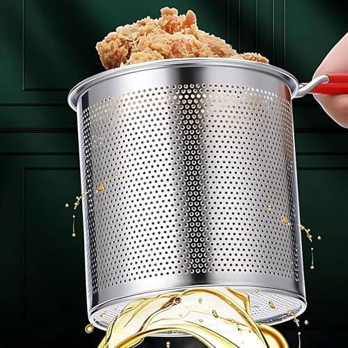 Image of Mini Deep Frying Pot with Basket - 1200ml Stainless Steel Fryer for French Fries, Chicken, Shrimp, Fish - Compact Deep Oil Fryer with Handle for Home Kitchen Cooking