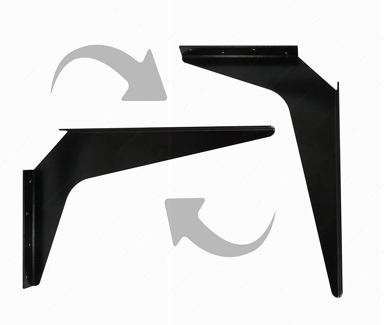 One Pair Workstation Reversible Brackets (Left and Right) (15 x 21, Black)