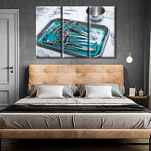 Image of TUMOVO Clinical Laboratory Canvas Wall Art Home Decor Medical Pictures Black and White Wall Art 3 Panel Medical ExaminationPosters and Prints Framed Ready to Hang (42 inch Wx28 H)