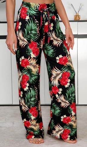 Image of Women Pajama Pants Comfy Lounge Wide Leg Casual Stretch Palazzo Drawstring Pj Bottoms Pants S-3XL