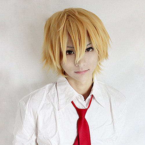 Maid Sama! Usui Takumi Golden Short Cosplay Party Hair Wig + Wig Cap