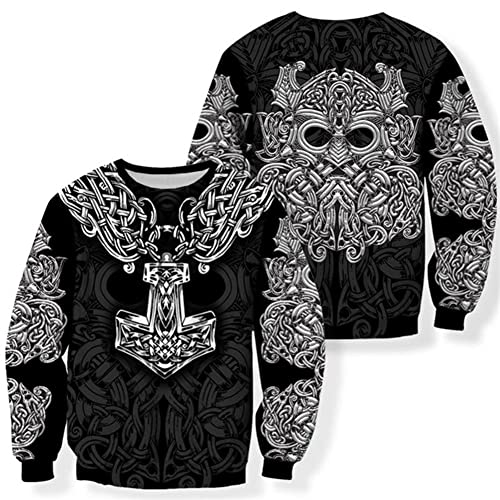 Viking Hoodie Mjolnir Odin 3D Printed Unisex Sweatshirt Autumn Pullover for Men Fashion Jacket(US Size)2