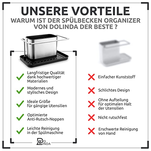 DoLinda® Spülbecken Organizer schwarz Edelstahl - SPÜLFLASCHEN bis 500ml - rutschfest & Spülmaschinen geeignet… - Image 8
