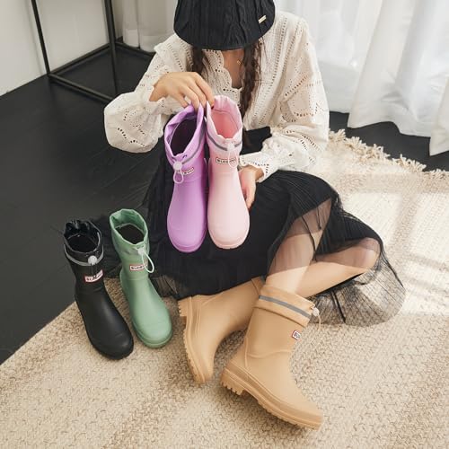 Image of Nutropa Mid Calf Rain Boots for Women, Anti-Slip Outdoor Work Rain Shoes
