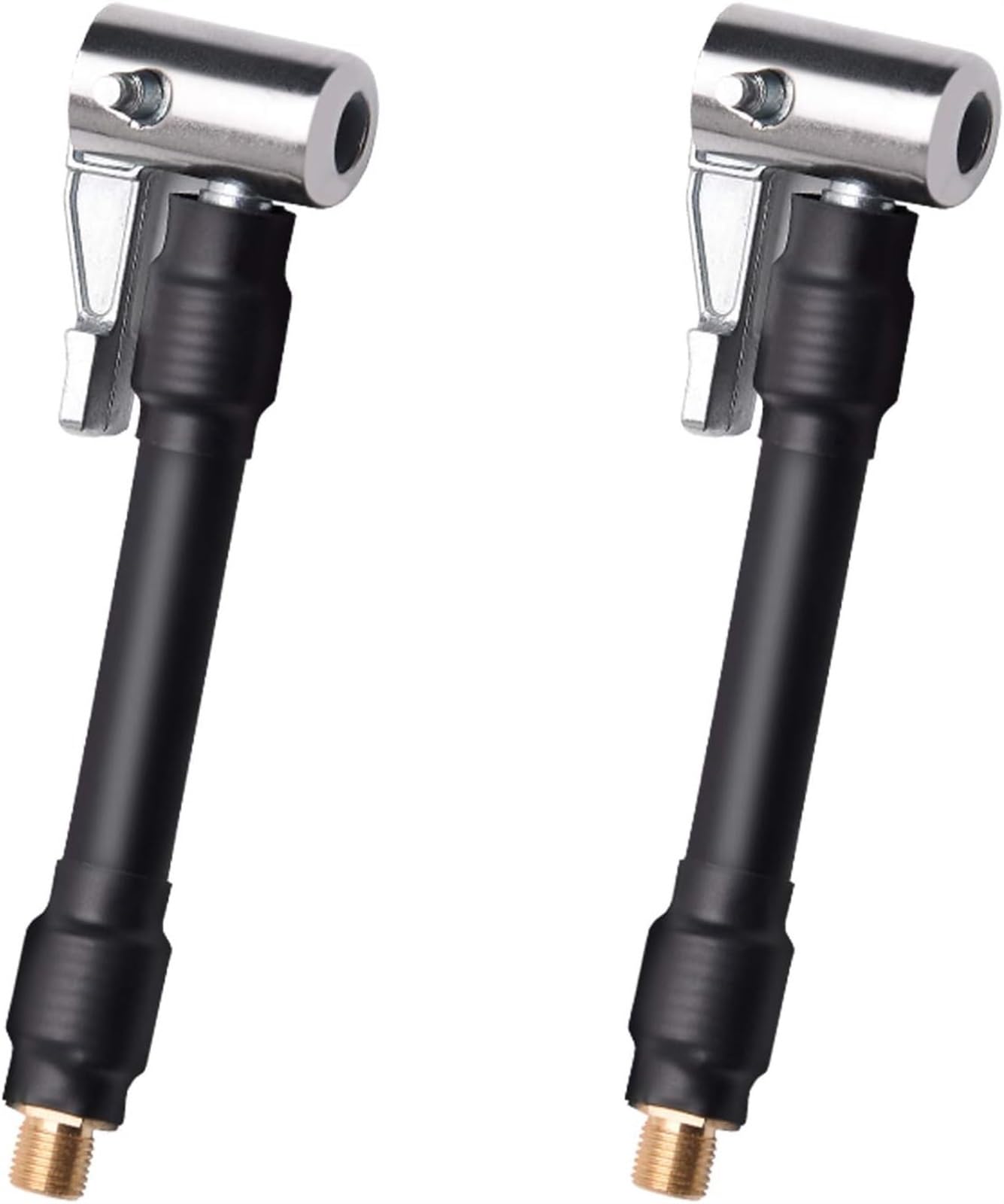 THE WHITE SHOP 2PCS Tire Inflator Hose Adapter,12cm*29cm Air Chuck with Braided Hose and Presta Valve Adaptor for Air Compressor,Valve Adapter for Tire Pump's Twist On Convert to Lock On Connection