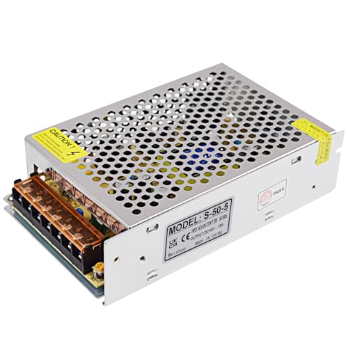 Alimentatore 5V 10A 50W Trasformatore AC 110/220V a DC 5 Volt Alimentatore Switching per Striscia LED, Illuminazione, Dispositivi Elettronici, Controlli Industriali