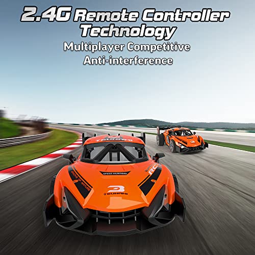 Vatos 1:16 Remote Control Car - 2.4 Ghz Metal Rc Cars With Spraying Mist & Light For Kids, 20 Km/H Electric Sport Racing Hobby Toy Car With 2 Rechargeable Batteries Provide 50 Min Playtime For Boys #TOP3