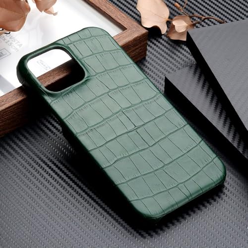 Étui en cuir vert pour iPhone 16 et 14, coque antichoc chic de voyage