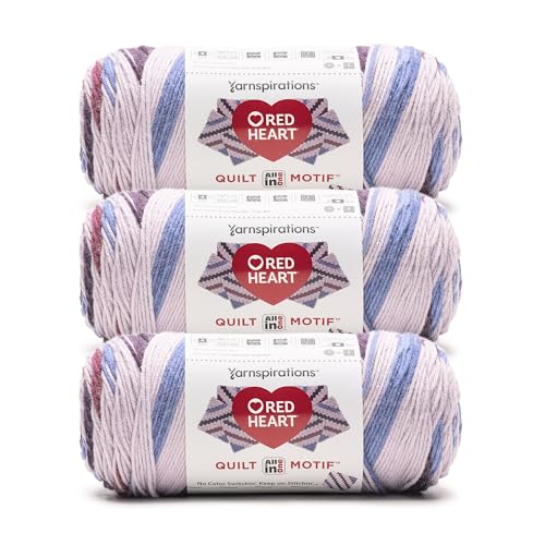 Image of Red Heart All in One Quilt Motif Yarn for Crocheting, Epoch, 3-Pack | #4 Medium Worsted Weight 100% Acrylic Knitting and Crochet Yarn for Blankets, Pillows, and Home Decor, 440 yards, 250g /8.8oz