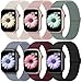 6 Piezas Correas Compatibles con Correa Apple Watch 38mm 40mm 41mm 42mm 44mm 45mm 46mm 49mm Mujer Hombres, Nylon Solo Loop Elástica Deportiva Bracelet iWatch Series 11 10 9 8 7 6 5 4, SE 3,Ajustables