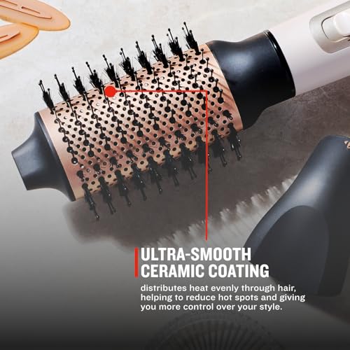 Image of Remington Shine Therapy Hair Dryer Brush 2.4 inch Oval Hot Air Brush Keratin Argan Oil Ionic Anti-Frizz Ceramic Volumizer 1100W Blowout Styler for Smooth Frizz-Free Salon Hair