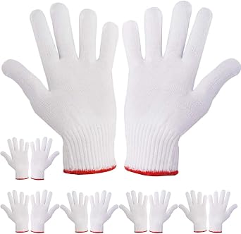 Hand Working Gloves Safety Grip Protection Work Gloves Men Women BBQ Thick Cotton Pack of 6 Pairs