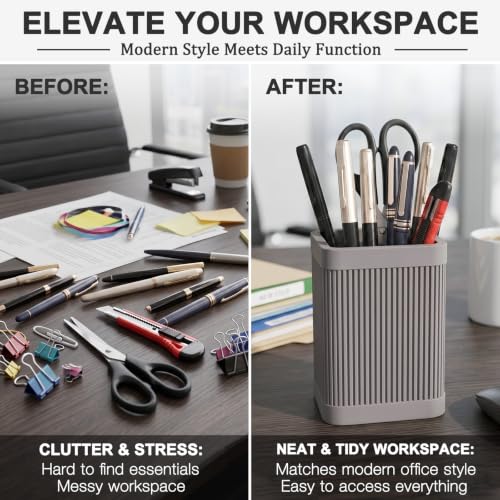 Image of HighHerz Aesthetic Silicone Pen Holder for Desk, Office Desk Accessories | Sturdy & Shatterproof Silicone Organizer for Office and Home, Fit Pencils, Markers and Makeup Brushes, Desk Decor, Washable