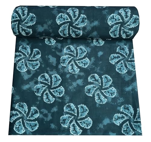 Image of 2 Meter Hand Block Indian Cotton Unstitched Jaipuri Handmade Digital Printed Fabric Material for Women Kurta /Blouse /Palazzos /Piece Material for Women's (Green)