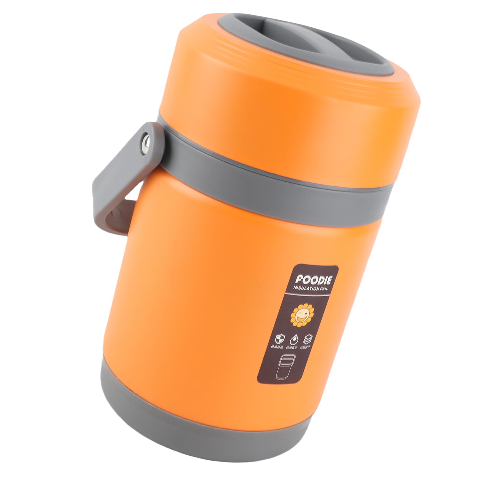 SIXRUN Kochtopf, 2 L Tragbarer Lebensmittelbehälter aus Edelstahl mit 304-Tablett, Wasserbeständiger IPX5-Hebetopf mit Konstanter Temperatur, 3 Plus 1 Behälter für Reisen, Camping, Büro (ORANGE)