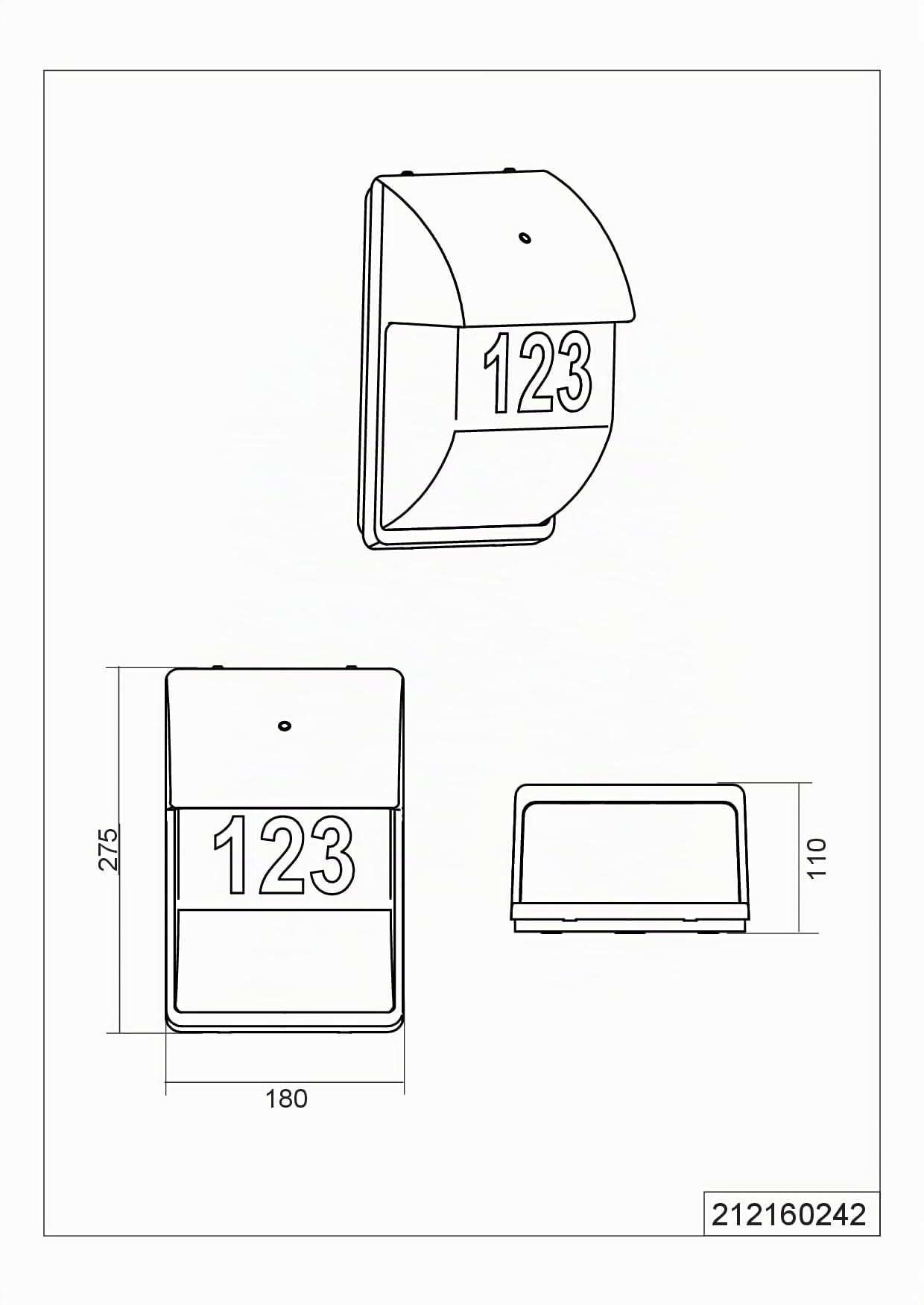 Trio Leuchten Außen Hausnummerleuchte Mersey 212160242, Aluminium Druckguss, Kunststoff Weiß, Exklusive 2 x E27, Anthrazit