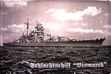 Ecken abgerundet & gebohrt Schlachtschiff Bismarck 2. Weltkrieg Blechschild Schild Blech Metall Metal Tin Sign 20 x 30 cm