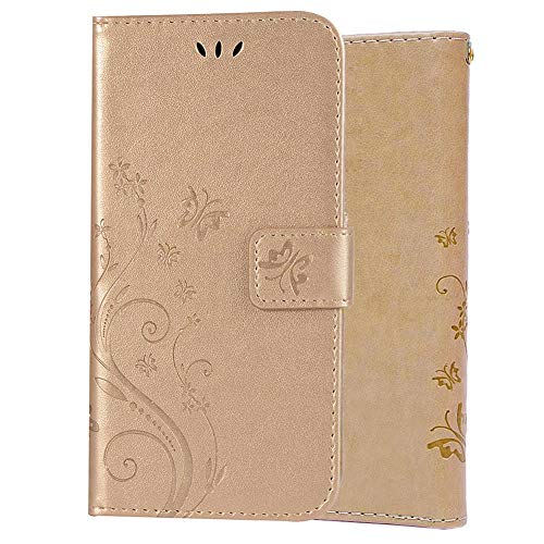 Capa C-Super Mall-UK para iPhone 12 Pro, capa para iPhone 12, capa carteira em relevo borboleta com