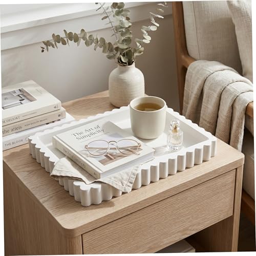 Plateau ottoman carré blanc en bois pour table basse