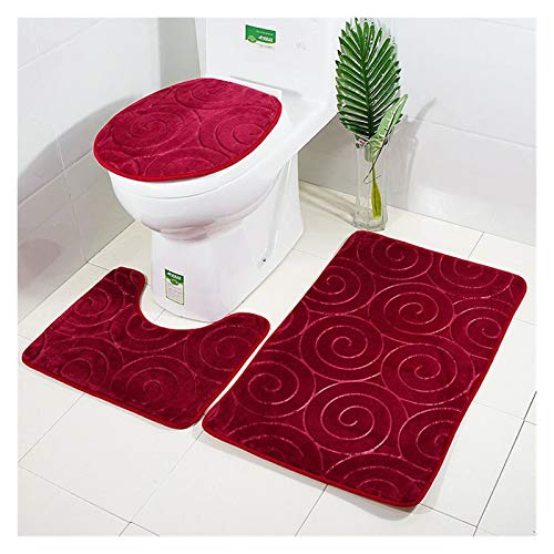 REJOON Badematten für Badezimmer geprägtes Badezimmer Badematten Set Toilettenteppich Teppich Flanell rutschfeste WC… – Bild 4