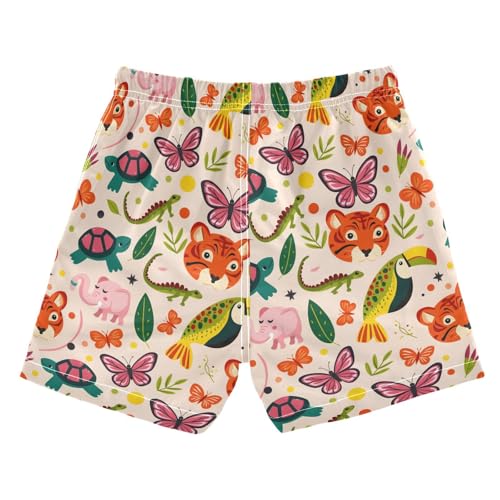 Boys Swim Trunks Quick Dry UPF 50+ Beach Board Shorts Kids Bathing Suits Swimsuit 2T Tigers Butterfly Tortoise2