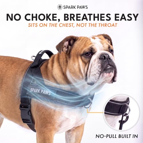 Image of Spark Paws No Pull Front Clip Dog Harness - Easy On, Padded and Lightweight | Two Clips, On in Seconds, Chest Bearing, Australian Style, No Throat Pressure, for Small Medium and Large Breeds