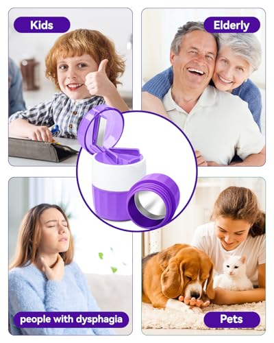 Image of 3-in-1 Pill Crusher & Cutter for Fine Powder, Portable - Purple