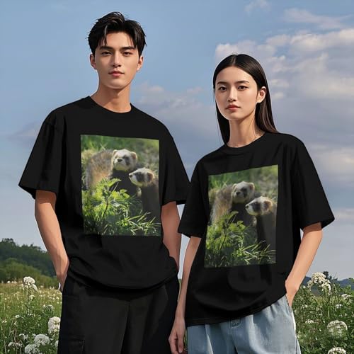 T-shirt furet sauvage femme coton manches courtes tunique ample