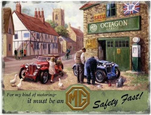 MG SERVICE OCTAGON GARAGE METAL STEEL ADVERTISING WALL SIGN by S2A