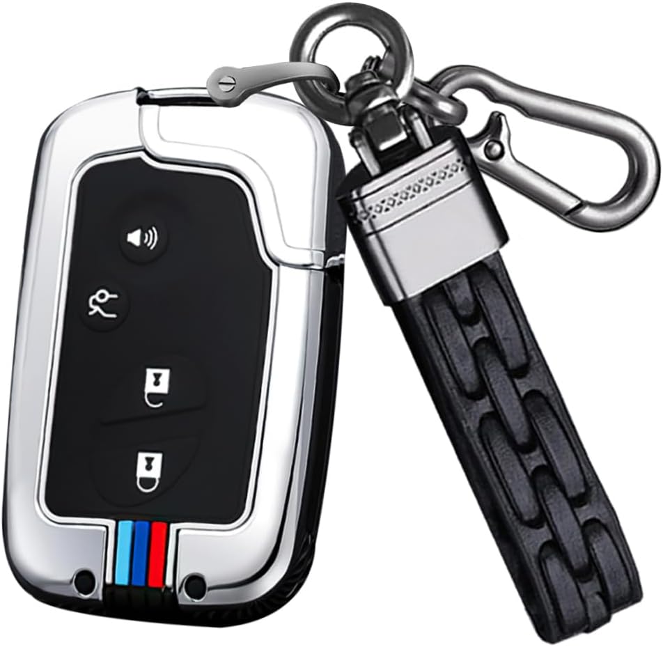 SANRILY Luminous Smart Key Fob Cover Case Fit for Lexus ES350 GS300 GS430 GS450h GS460 is F IS250 IS350 LS460 LX570 RX350 Keyless with Keychain Silver