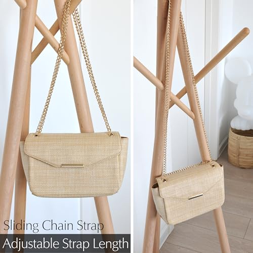 Straw Cross body Bag for Women Raffia Flap Chain Shoulder Handbag Small Satchel4
