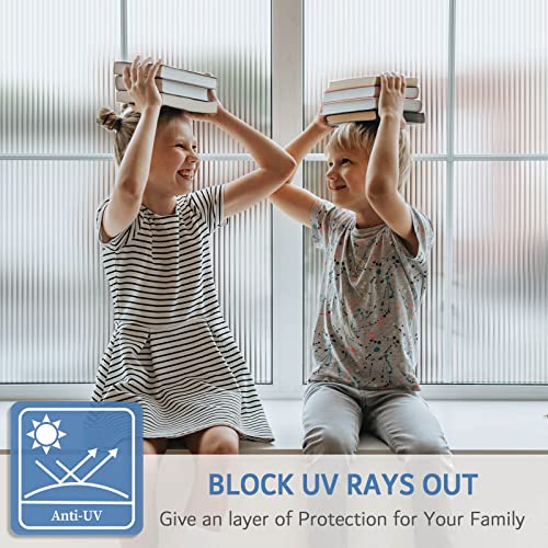 Feomos Reeded Glass Film, Window Privacy Film, 3D Glass Decals Film, Decorative Film For Window Door Cabinet Non Adhesive Anti Uv 17.7 X 78.7 Inches #TOP2