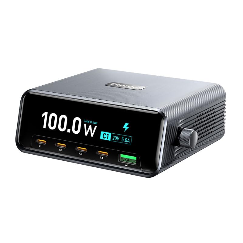 Station de charge GaN3 100W : résolvez le désordre des câbles avec l'écran LCD intelligent